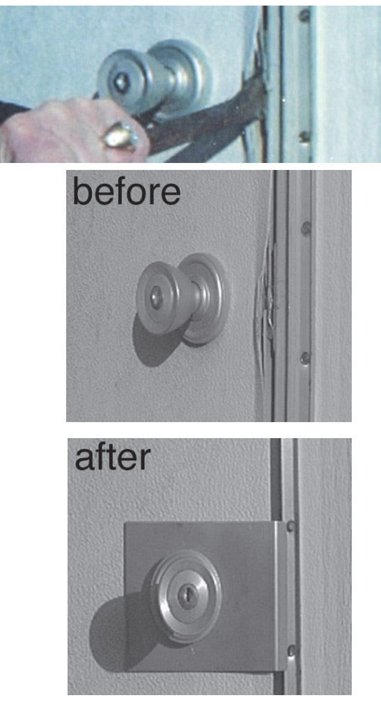 metal plate around door knob