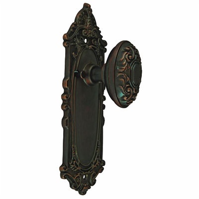 Victorian Oil Rubbed Bronze Egg Knob Passage Door Knob with Escutcheon by Westmore